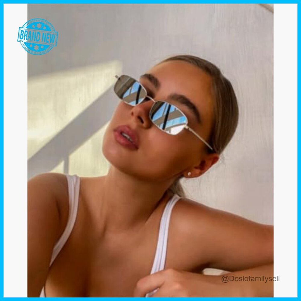 Thin Rectangular Sunglasses Retro Y2K Minimalist … - image 2